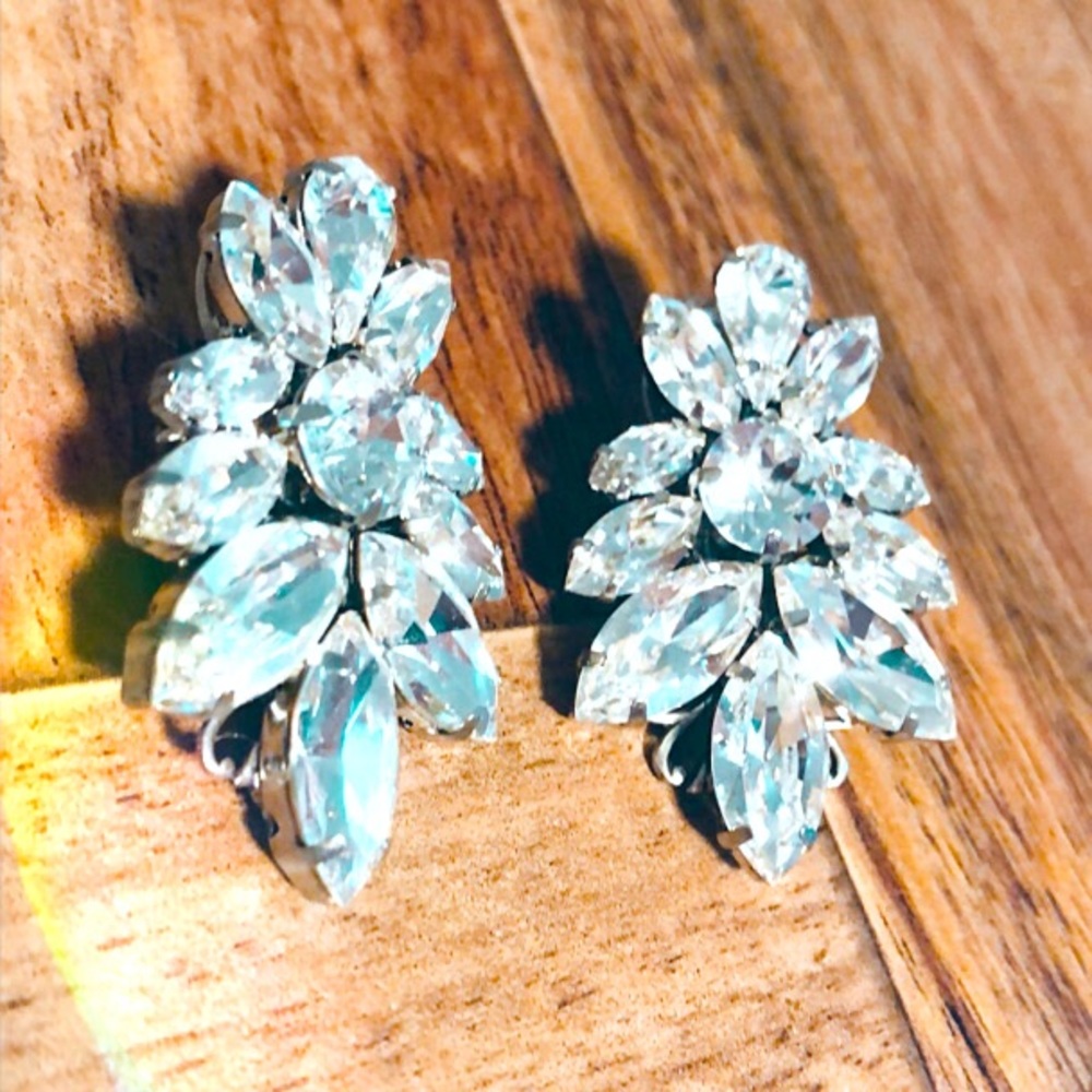 Bridal earrings. Large Shiny Bauble/Stud Style CZ and silver